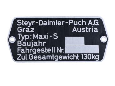 Typenschild Puch Maxi S